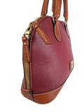 R Pebbled Leather Top Handle Domed Satchel