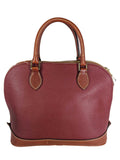 R Pebbled Leather Top Handle Domed Satchel