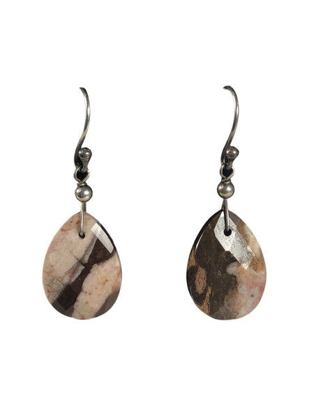 Sterling faceted teardrop stone earrings