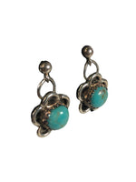 Sterling flower post earrings w/ stone