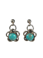 Sterling flower post earrings w/ stone