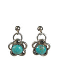 Sterling flower post earrings w/ stone