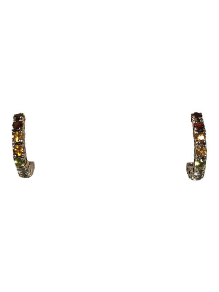 Sterling multi gemstone 1/2 hoop earrings
