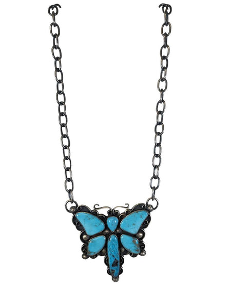 R sterling Kingman turquoise dragonfly necklace