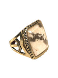 Brass Rectangular Stone Ring