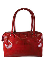 R Perforated Glossy Patent Handbag
