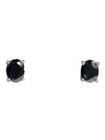 Sterling solitaire oval stone stud earrings