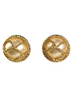 Costume caged pearl button earrings