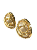 Costume caged pearl button earrings