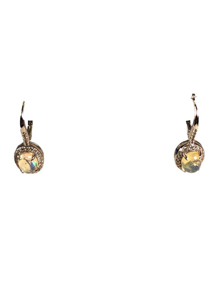 Sterling stone leverback earrings