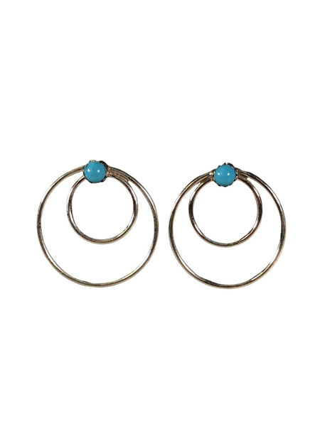 Sterling double circle earrings w/ stones