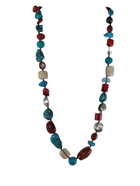 R turquoise pearl coral necklace