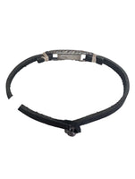 R sterling spiny oyster leather bracelet