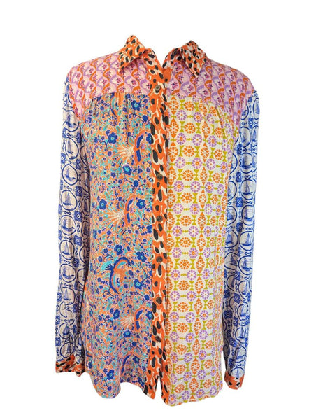 R Patterned Button Up