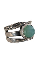 R sterling stone ring