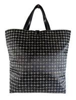 Cloth "Dots" tote w/ leather trim