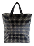 Cloth "Dots" tote w/ leather trim