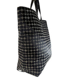 Cloth "Dots" tote w/ leather trim