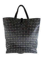 Cloth "Dots" tote w/ leather trim