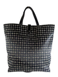 Cloth "Dots" tote w/ leather trim