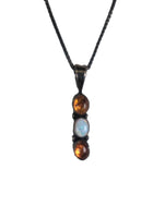 R sterling amber opal pendant necklace