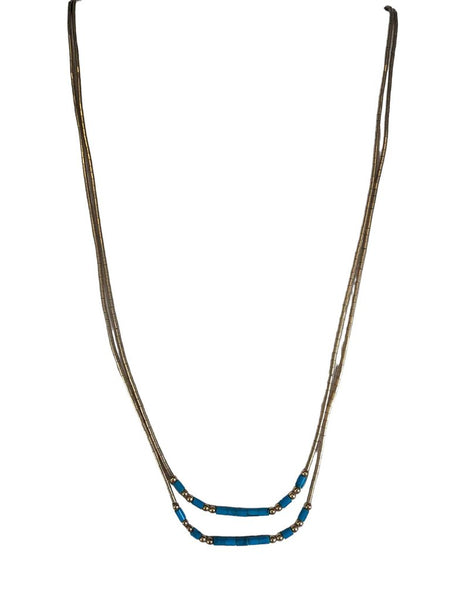 R double strand brass necklace