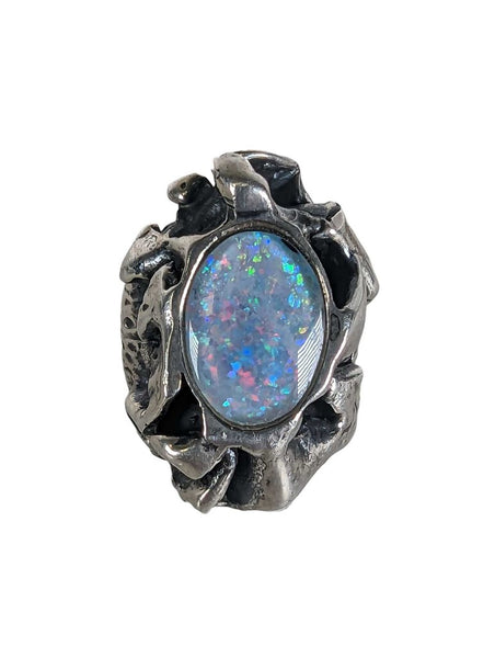 R sterling opal ring