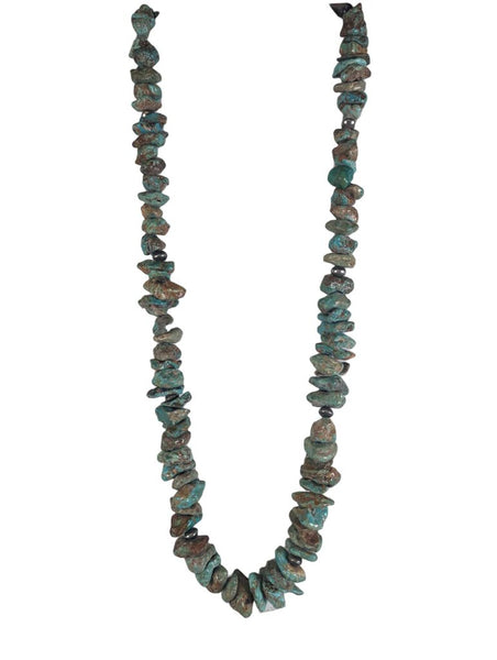 R raw Kingman turquoise sterling bead necklace