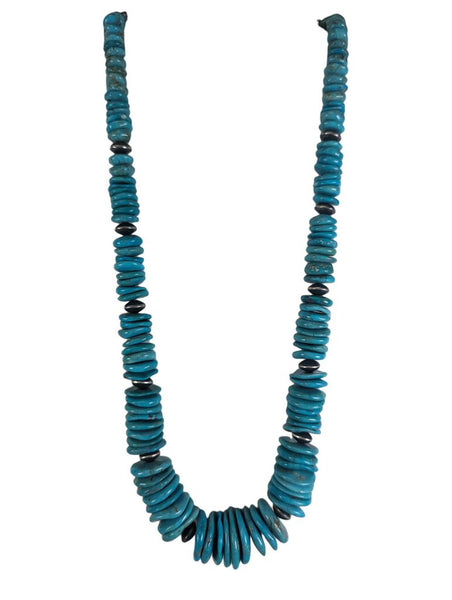 R sterling bead Kingman turquoise rondelle necklace