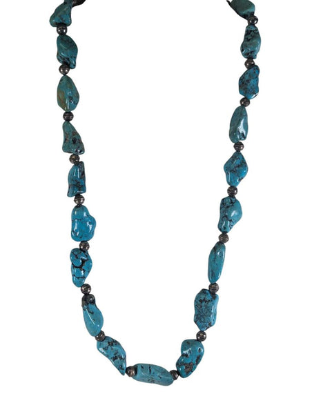 R sterling bead turquoise nugget necklace