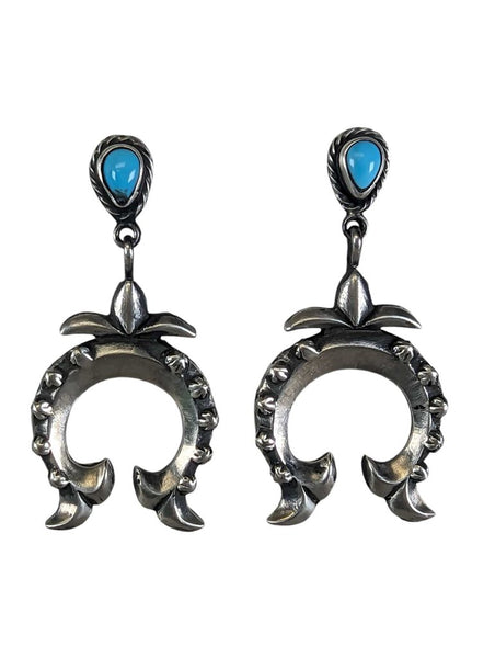 R sterling naja turquoise earrings