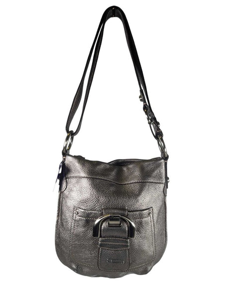 Metallic pebble leather crossbody