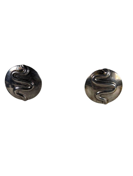 SS Round Snake Button Earrings