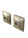 Square ribbed sterling earrings