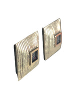 Square ribbed sterling earrings