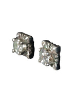 Sterling square cz post earrings