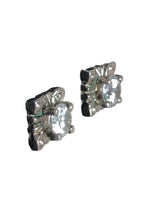 Sterling square cz post earrings