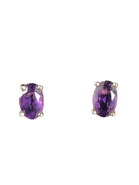 14k oval stone stud earrings