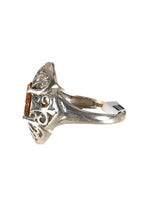 Sterling oval stone filigree ring