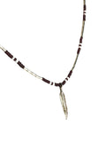 Liquid silver/beads/feather strand