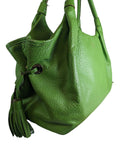 R Pebbled Leather Handbag