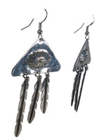 R sterling feather dangle earrings signed jlc