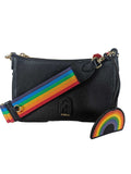 R Pebbled Leather Crossbody w/Rainbow Strap