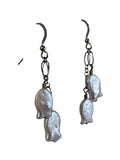 R fish pearl earrings