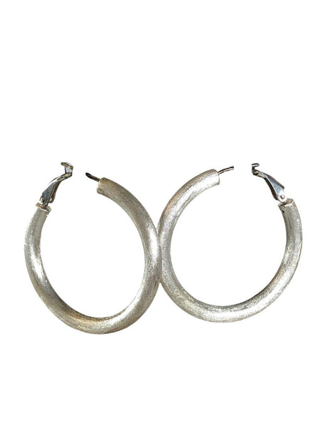 Brushed sterling hoop earrings