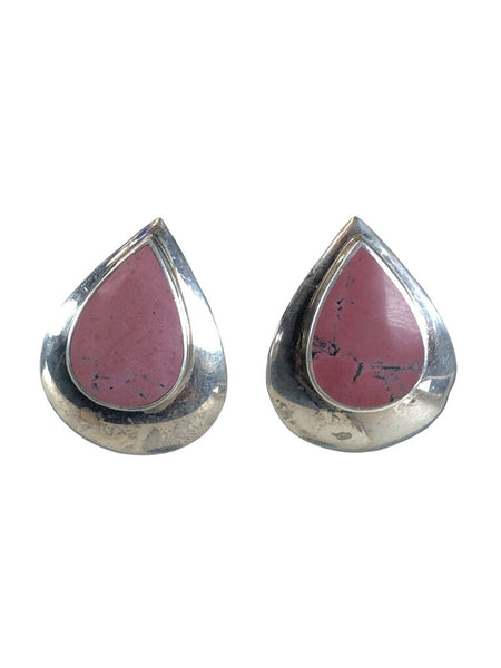 Sterling teardrop stone earrings