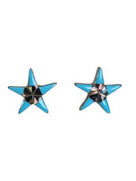 R sterling turquoise shell inlay star earrings