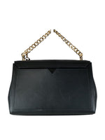 Leather flap handbag w/ chain strap