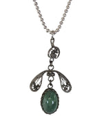 R sterling filigree jade pendant necklace