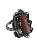 R sterling coral ring